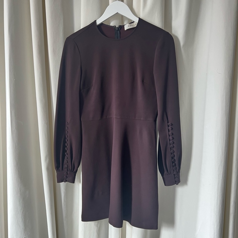 A.L.C. Brown Mini Dress with Button Up Sleeves 0